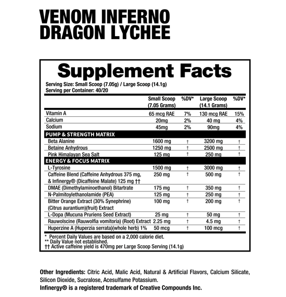 Dragon Pharma Venom Inferno Pre-Entreno Extremo - 280 g